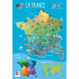 CBG Poster souple format 52 x 76cm carte de France et ses spécialités