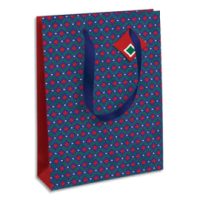 CLAIREFONTAINE Sac cadeau Adulte 26,5x14x33cm en carte 210g. Anses en coton. Coloris bleu/rouge