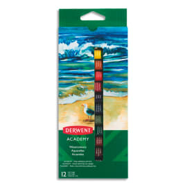 DERWENT ACADEMY Set de 12 tubes 12ml de peinture de gouache aquarelle assortie