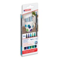 EDDING Etui de 6 feutres porcelaine, pointe pinceau, couleurs