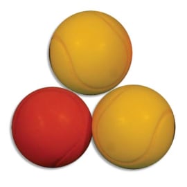 FIRST LOISIRS Sachet de 3 balles de Tennis en mousse Basse Densité, diamètre 7 cm