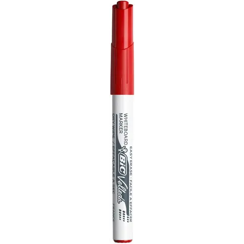 BIC Velleda 1741 Feutres pour Tableau Blanc Effaçables à Sec, Pointe Conique Moyenne - Rouge