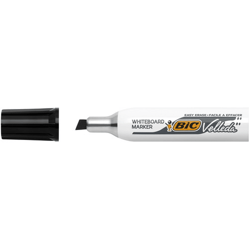 BIC Velleda 1781 Feutres pour Tableau Blanc Effaçables à Sec Pointe Biseautée Large - Noir