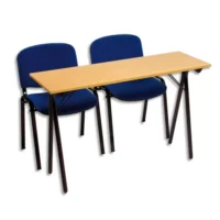 Table formation séminaire hêtre pietement Noir 4 places 200x40cm