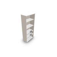 Armoire mélamine Armand 4 tablettes H. 202,1 x L. 80 x P. 43,2 cm corps et top finition mélamine noyer brun avec 4 portes verre émaillé blanc - poignées métal gris aluminium