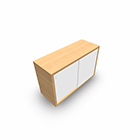 Armoire rangements déco Kara mélamine chêne clair 1 tablette H. 78,2 x L. 120 x P. 46 cm - finition façade et dos mélamine blanc neige - 2 portes coulissantes mélamine blanc neige