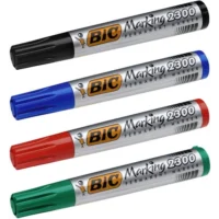 BIC Marking 2300 ECOlutions Marqueurs Permanents à Pointe Moyenne Biseautée - Couleurs Assorties x4
