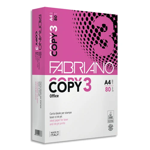 Ramette 500 feuilles Blanc FABRIANO COPY 3 OFFICE A4 80G CIE 147