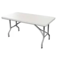 Table rectangulaire pliante Blanc granité en polyethylène - Dimensions : L122 x H74 x P61 cm