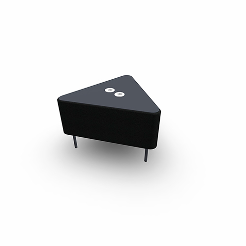 Module liaison d'angle 60° avec plateau percé métallique pour électrification Zélie L.67 x P. 59,5 x H. 43 cm tissu Fenice Anthracité chiné sur 3 pieds fixes D.20 mm métal lisse gris anthracite
