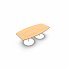 Table tonneau L. 220 x P. 110 cm ép. 38 mm sur 2 piétements centraux fixes