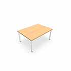 Table Eloise rectangulaire L. 160 x P. 120 x H. 74,8 cm mélamine chêne clair ép38mm sur 4 pieds carrés métal lisse blanc