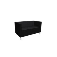 Canapé Galway 2 places L. 128 cm similicuir inca noir 4 pieds carrés gris aluminium