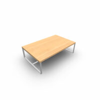 Table basse Sushi rectangulaire H. 32 cm x L. 110 cm x P. 70 cm mélamine noir velours piétement métal gris aluminium