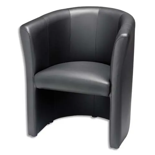 Garantie Chauffeuse Club finition en simili cuir Noire, structure en bois - Dimensions : L76 x H64 x P78 cm