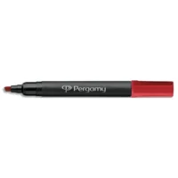 Marqueur permanent pointe biseautée corps plastique encre Rouge à base d'alcool PERGAMY