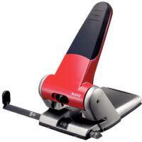 LEITZ Perforateur 2 trous. Capacité 65 feuilles gros travaux à poignée. Coloris rouge