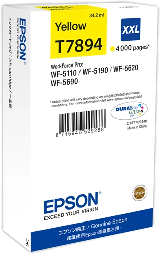 EPSON Cartouche Jet d'Encre Jaune XXL (4 000 p) WF-5xxx - C13T789440