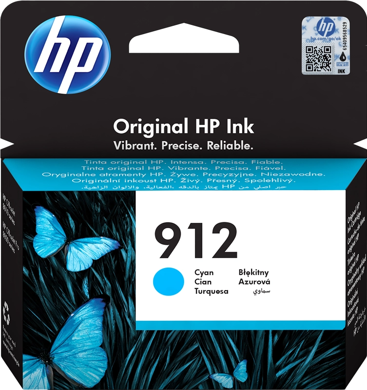 HP 912 Cartouche d'Encre Cyan Authentique (3YL77AE) pour HP OfficeJet Pro 8010 series / 8020 series