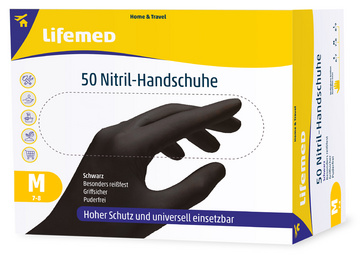 Lifemed Gant en nitrile, noir, sans poudre, taille M – Image 2