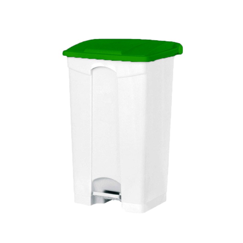 Poubelle PP blanche à pédale 50L couvercle couleurs – Image 3
