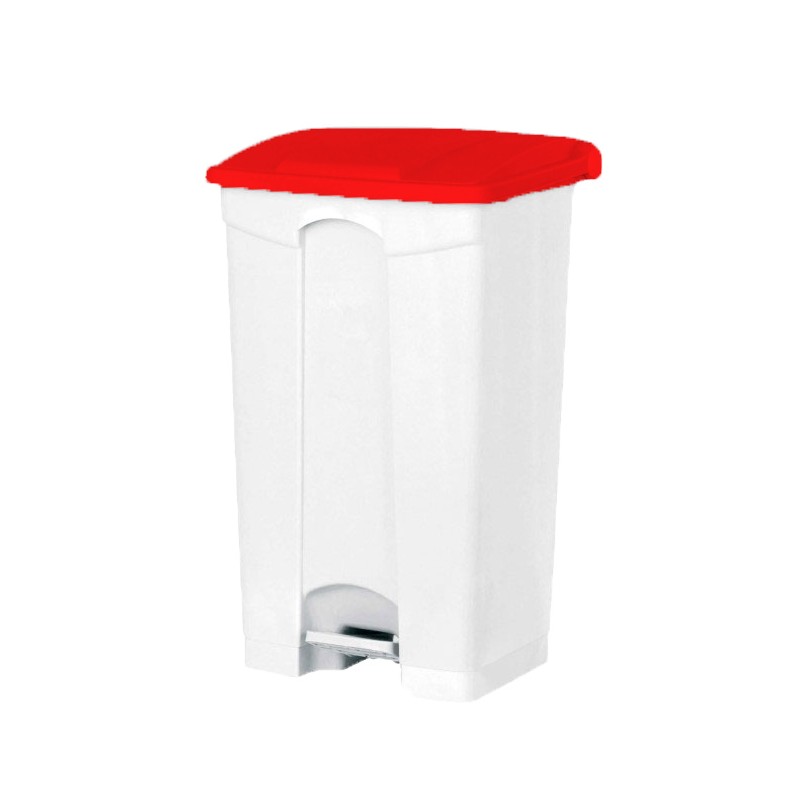 Poubelle PP blanche à pédale 50L couvercle couleurs – Image 4