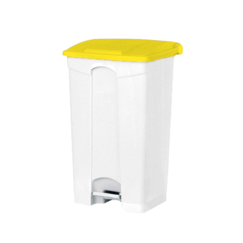 Poubelle PP blanche à pédale 50L couvercle couleurs – Image 5