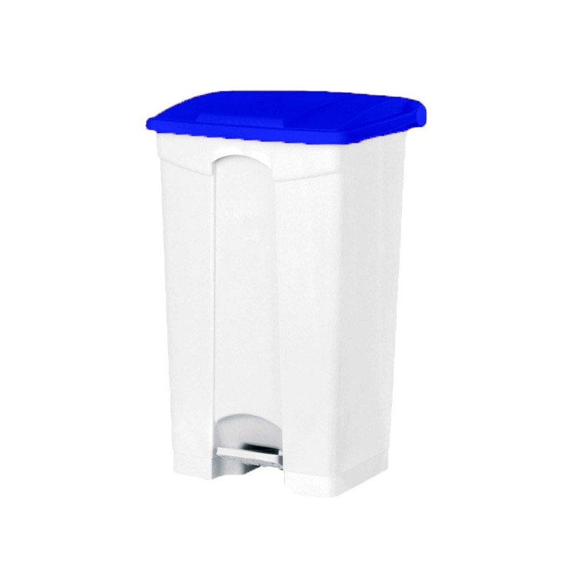 Poubelle PP blanche à pédale 50L couvercle couleurs – Image 6
