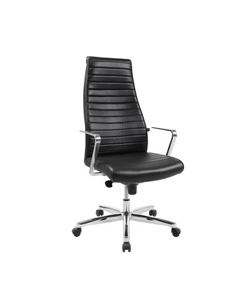 Topstar Fauteuil de direction "Chairman X", cuir véritable noir, revêtement: 100% cuir, dossier avec soutien lombaire, assise galbée confortable arrondie au niveau des genoux, mécanisme synchrone, solides pieds en croix en acier chromé, avec accoudoirs chromés avec appui-bras en cuir