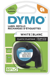 DYMO Ruban d'étiquette LetraTag, papier, 12 mm x 4 m blanches,