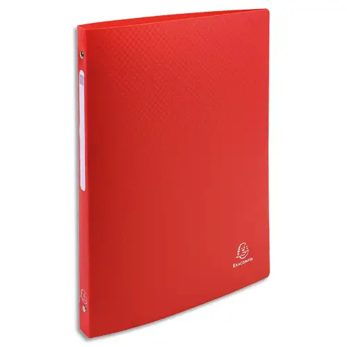 Classeur 4 anneaux en polypropylène opaque 5/10e, dos 2cm, anneaux 15mm, coloris Rouge