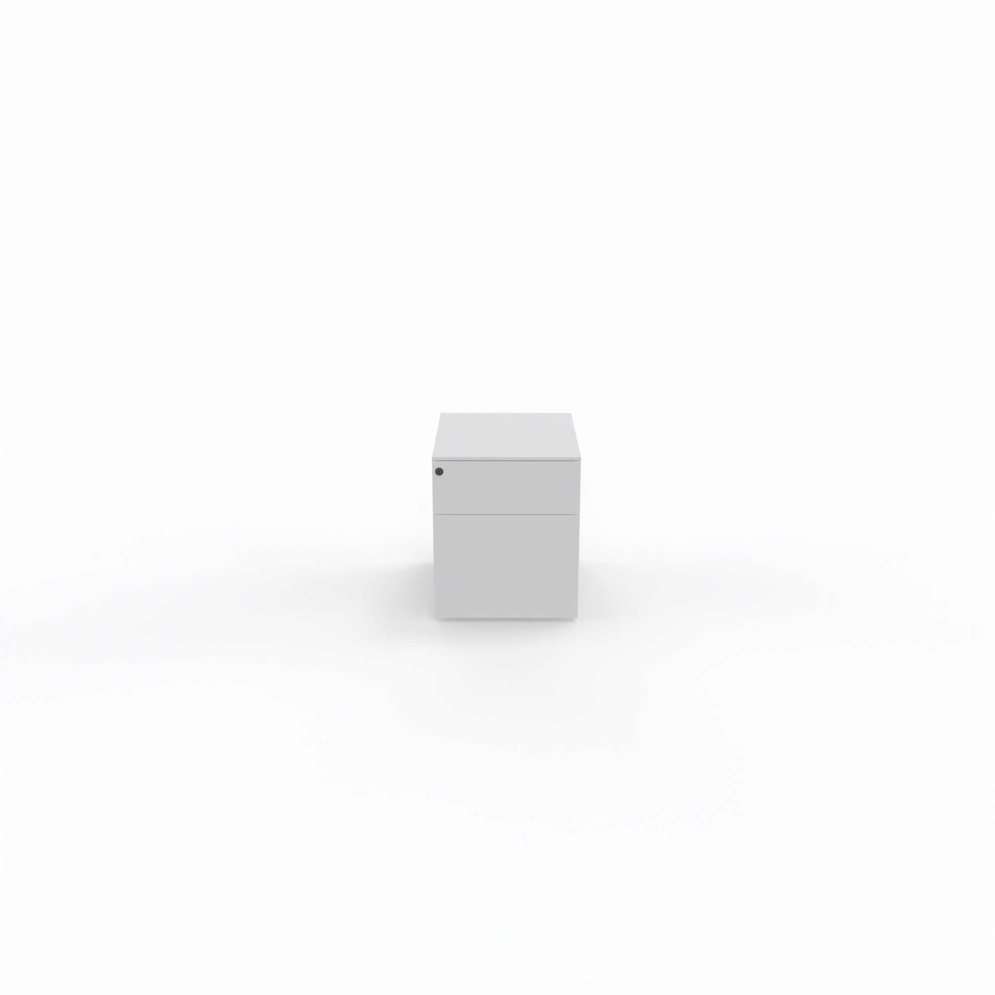 Caisson mobile métal lisse blanc L. 42 x P. 53,3 x H. 50,5 cm - top métal - 2 tiroirs dont un dossiers suspendus – Image 2