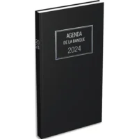 LECAS Agenda banquier long, euros-cents, 2 volumes, 1 jour sur 2 pages, 15x34cm Noir