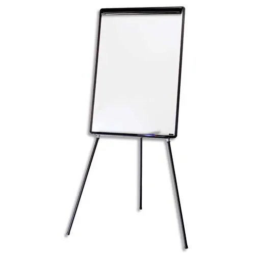 BI-OFFICE Chevalet de conférence surface mélaminée, cadre PVC Noir, porte-marqueurs, barrete pivotante