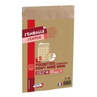 GPV Paquet de 5 pochettes kraft armé 130g C4 à 3 soufflets de 3cm 6721