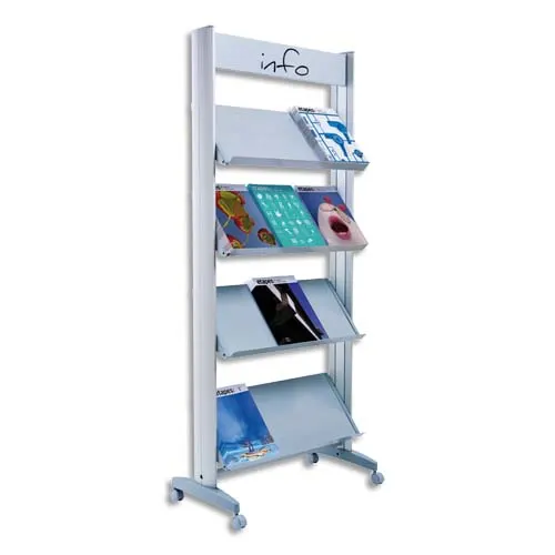 PAPERFLOW Présentoir mobile simple face L 85,5 x H 167,5 x P 38,5 cm