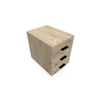 Caisson mobile Mélina 3 tiroirs L. 42 x P. 55,5 x H. 58,7 cm mélamine chêne Brunswick  - poignées métal lisse noir