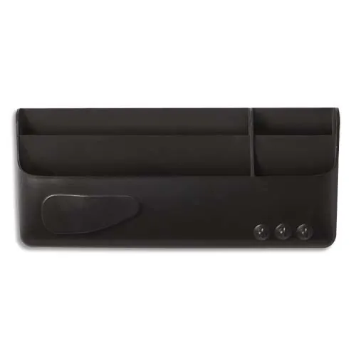 BI-OFFICE Boîte de ragement multi-usages magnétique Noire, 4 compartiments - Dim : L23 x H10 x P4 cm