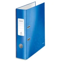 LEITZ Classeur à levier WOW 180°, A4, 8 cm, carton pelliculé, coloris Bleu
