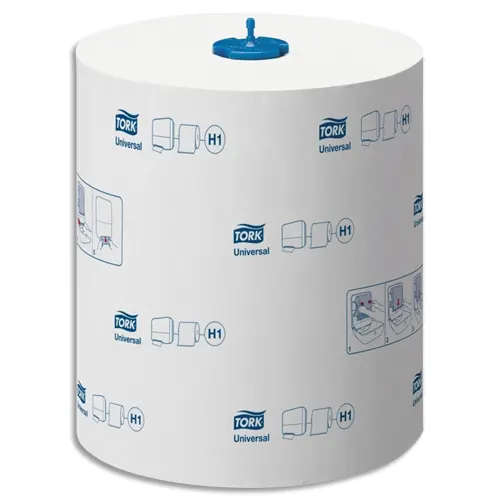 TORK Colis de 6 Rouleaux Essuie-mains Universal Extra long 1 pli format 280m x 21cm Blanc pour Matic H1