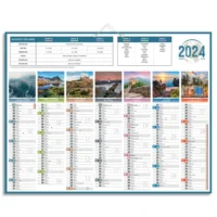 CBG Calendrier PLANETE, photos du monde, 7 mois par face soit 14 mois, 43x55cm, 2 œillets et 1 cordonnet