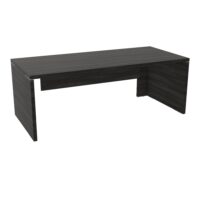Table rectangulaire Kara L. 170 cm x 90. cm mélamine chêne café piètement panneau mélamine chêne café + voile de fond