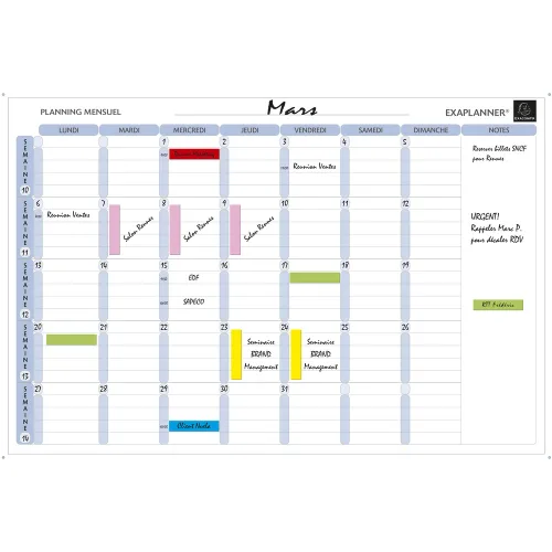 EXACOMPTA Planning mensuell magnétique 90x59cm vendu en kit avec de nombreux accessoires 57150E – Image 3