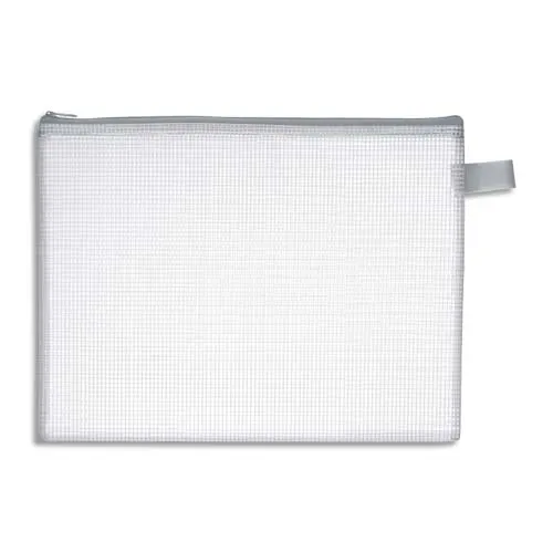 WONDAY Pochette zippée en PVC renforcé semi-transparente pour le courrier, format 17x13cm épaisseur 0,5cm