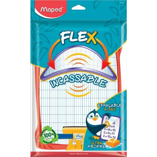 MAPED Kit ardoise blanche incassable + feutre et effaceur - double face grds carreaux - plusieurs coloris – Image 3