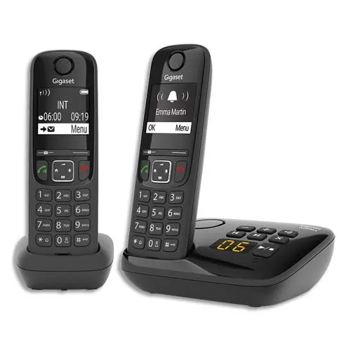 GIGASET Téléphone sans fil AS690A avec répondeur Duo Noir AS690ADuoNoir