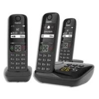 GIGASET Téléphone sans fil AS690A avec répondeur Trio Noir AS690ATrioNoir