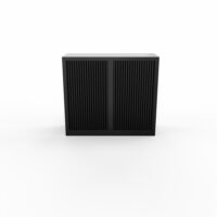Armoire à rideaux H. 105 x L. 120 x P. 43 cm - corps noir - rideaux noir - équipée de 2 tablettes + rail