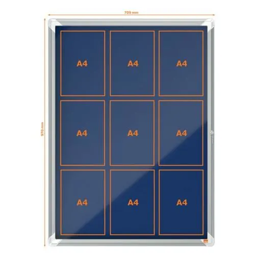 NOBO Vitrine d'affichage porte battante Premium Plus - feutre bleu - 8 x A4 - 1915327 – Image 3