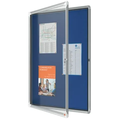 NOBO Vitrine d'affichage porte battante Premium Plus - feutre bleu - 9 x A4 - 1902556 – Image 4